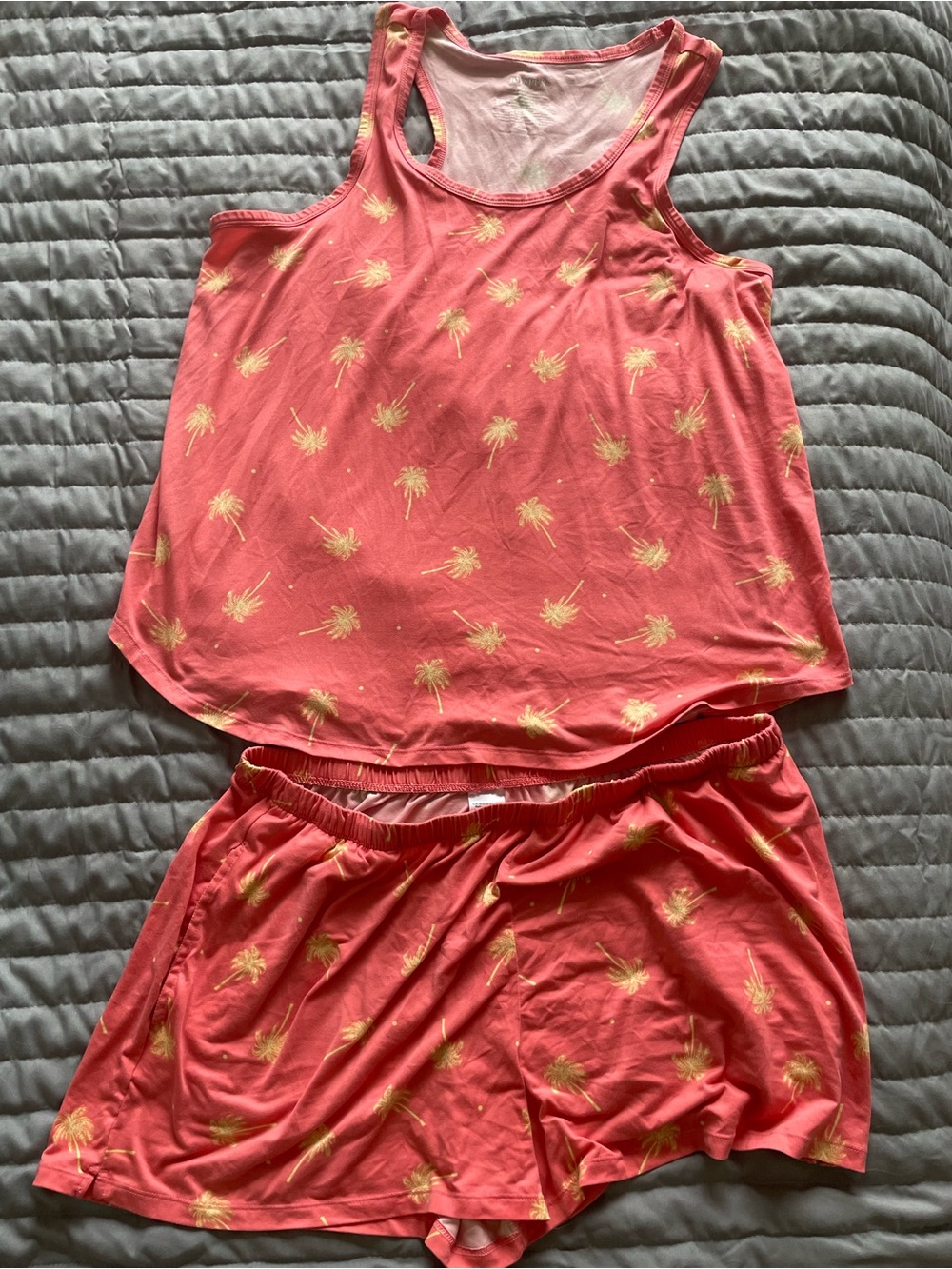 Coral Palm Tree Pajama Tank & Shorts Set